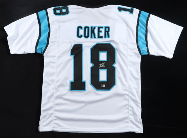 Jalen Coker Signed Panthers White Home Jersey (Beckett) Carolina Wide Receiver