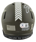 Cowboys Emmitt Smith Signed Salute To Service Speed Mini Helmet W/ Case BAS Wit