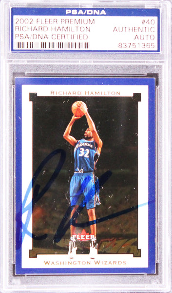 Wizards Richard Hamilton Authentic Signed 2002 Fleer Premium #40 Card PSA Slab