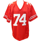 Joe Staley Autographed/Signed Red Pro Style Jersey Beckett 45976