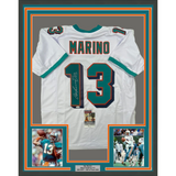 Framed Autographed/Signed Dan Marino 33x42 Miami White Football Jersey JSA COA