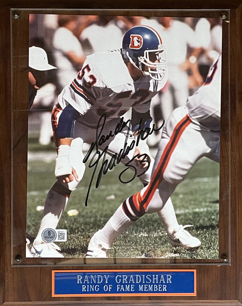 Randy Gradishar Signed Denver Broncos 8x10 Photo Plaque Beckett 45033