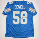 Autographed/Signed Penei Sewell Detroit Blue Current Jersey Beckett BAS COA