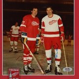 Pete Delvecchio & Frank Maholovich Signed Red Wings 13x16 Framed Photo (PSA)