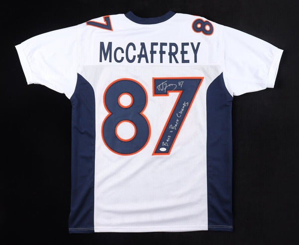 Ed McCaffrey Signed Denver Broncos Jersey Inscribed Back 2 Back Champs (JSA COA)
