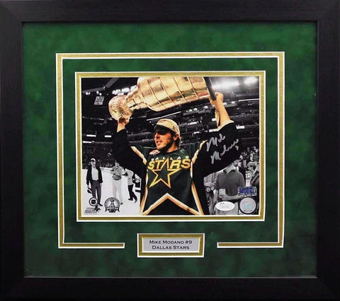 MIKE MODANO AUTOGRAPHED DALLAS STARS STANLEY CUP 8x10 FRAMED PHOTO JSA