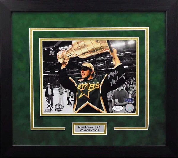 MIKE MODANO AUTOGRAPHED DALLAS STARS STANLEY CUP 8x10 FRAMED PHOTO JSA