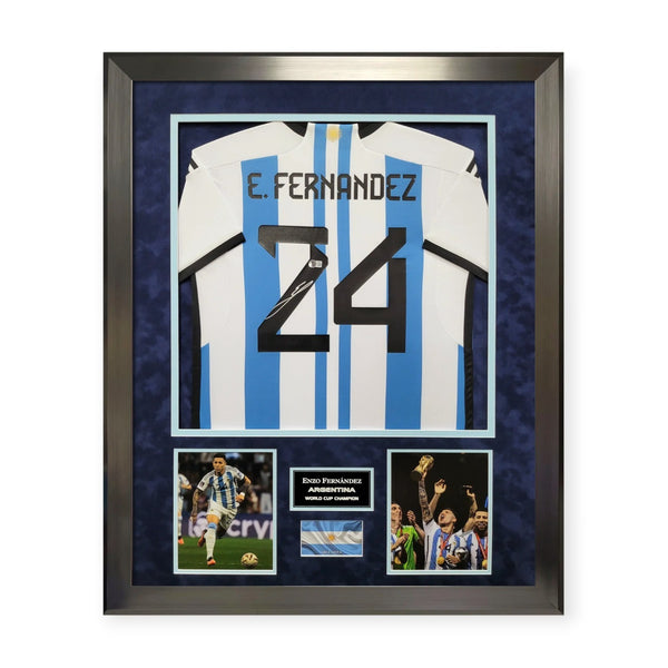 Enzo Fernandez Argentina Autographed Shirt Framed To 32x40 Beckett COA