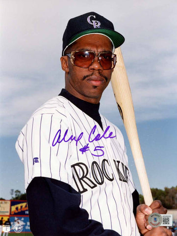 Alex Cole Autographed/Signed Colorado Rockies 8x10 Photo Beckett 50574