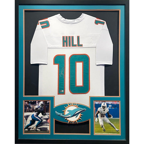 Tyreek Hill Autographed Signed Framed White Miami Dolphins Jersey BECKETT