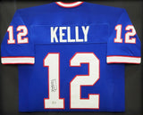 BUFFALO BILLS JIM KELLY AUTOGRAPHED FRAMED BLUE JERSEY BECKETT BAS QR 209465