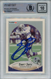 Emmitt Smith Autographed 1990 Fleer U-40 Rookie Card Beckett 10 Slab 39288