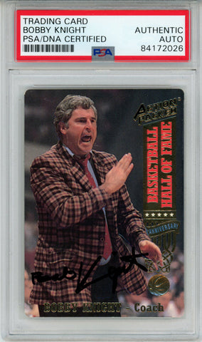 Bobby Knight Autographed 1993 Action Packed #15 Trading Card PSA Slab 43807