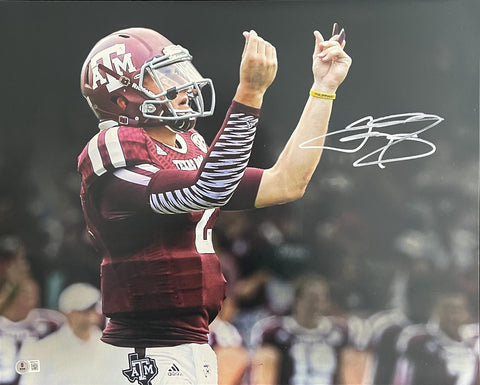 Johnny Manziel Texas A&M Heisman Winner Signed 16x20 Photo Beckett Witness 05168