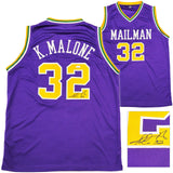 UTAH JAZZ KARL MALONE AUTOGRAPHED SIGNED PURPLE JERSEY JSA STOCK #237063