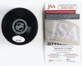 Eddie Olczyk Signed New York Rangers Logo Puck Inscribed "94 SC Champs"(JSA COA)