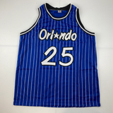 Autographed/Signed Nick Anderson Orlando Blue Pinstripe Basketball Jersey PSA/DN
