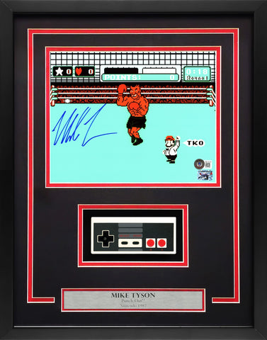 Mike Tyson Signed Framed 8x10 Photo Nintendo Punch-Out!! NES Controller Beckett