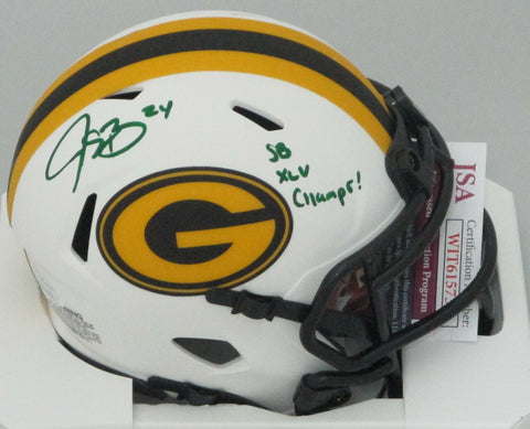 Packers JARRETT BUSH Signed LUNAR Speed Mini Helmet AUTO w/ "XLV CHAMPS" - JSA