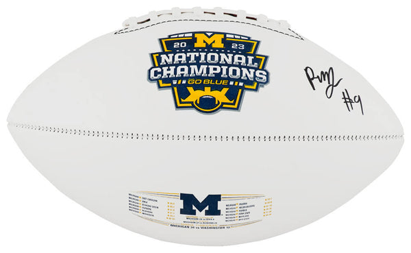 Rod Moore Signed Michigan 2023 Nat'l Champions Baden White Logo Football -SS COA