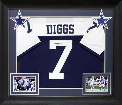 Trevon Diggs Signed Thanksgiving Navy Blue Pro Style Framed Jersey JSA Witness