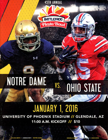 2016 Fiesta Bowl Program Notre Dame Fighting Irish vs Ohio State Buckeyes 38285