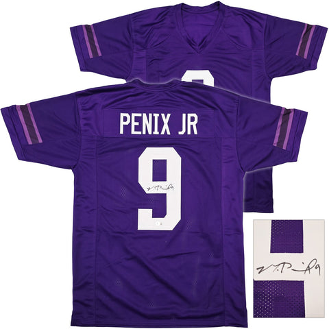 WASHINGTON MICHAEL PENIX JR. AUTOGRAPHED PURPLE JERSEY BECKETT WITNESS 242574