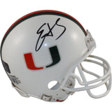 Edgerrin James Autographed Miami Hurricanes Mini Helmet Beckett Witness 54762