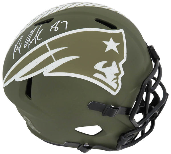 Rob Gronkowski Signed Patriots SALUTE Riddell F/S Speed Rep Helmet (Gronk Holo)