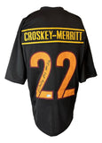 Jacory Croskey-Merritt Washington Signed Black Football Jersey BAS