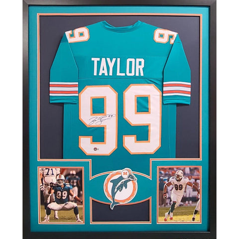 Jason Taylor Dolphins Autographed Signed Framed Miami Jersey BECKETT