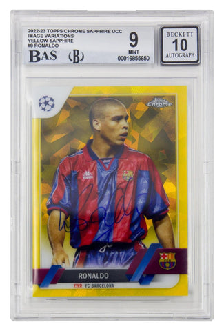 Ronaldo Nazario Signed 2022-23 Topps Chrome Sapphire /99 - BGS 9 Autograph 10