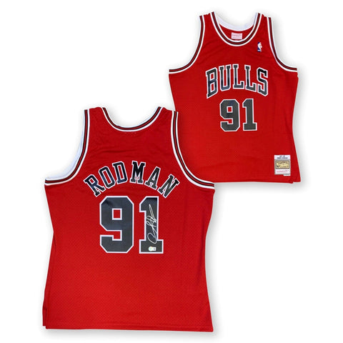 Dennis Rodman Autographed Chicago Bulls Mitchell Ness Jersey Beckett COA