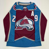 Autographed/Signed Nathan MacKinnon Avalanche Maroon Jersey Fanatics COA
