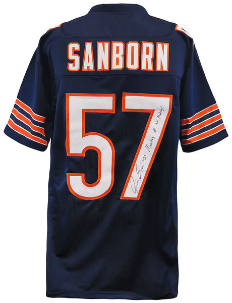 Jack Sanborn Signed Navy Custom Football Jersey w/Monsters of Midway - (SS COA)