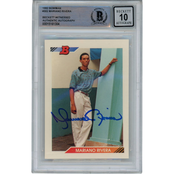 Mariano Rivera Autographed 1982 Bowman #302 10 Auto Slabbed Card Beckett 49335