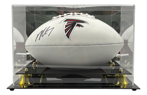 Michael Vick Signed Atlanta Falcons Logo Football BAS w/ Case