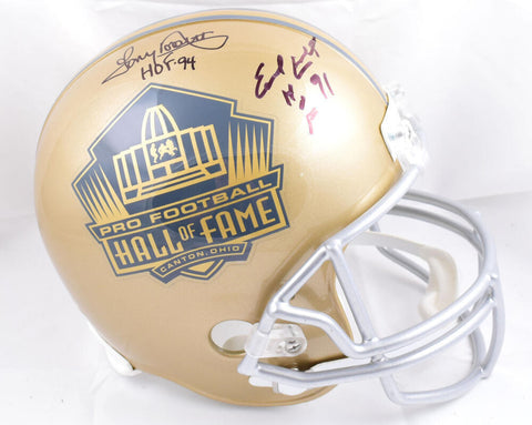 Tony Dorsett Earl Campbell Autographed F/S HOF Gold Helmet w/HOF- Beckett W Holo