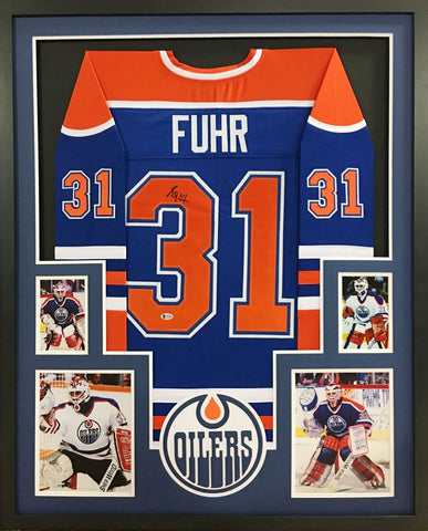 Grant Fuhr Autographed Signed Framed Edmonton Oilers Jersey BECKETT