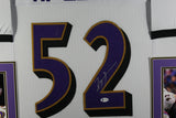 Ray Lewis Autographed/Signed Pro Style Framed White XL Jersey Beckett 36199