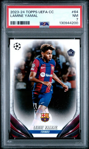 Lamine Yamal 2023-24 Topps UEFA Champions League Rookie RC Barcelona #64 PSA 7