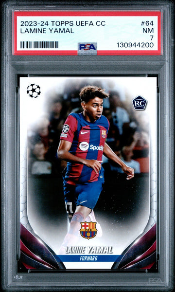 Lamine Yamal 2023-24 Topps UEFA Champions League Rookie RC Barcelona #64 PSA 7