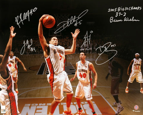 2005 Illinois Fighting Illini Signed Spotlight 16x20 w/3-INSC (6 Sigs) -(SS COA)