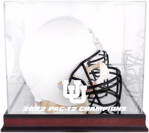 Utah Utes 2022 Pac 12 Conference Champions Mahogany Helmet Logo Display Case