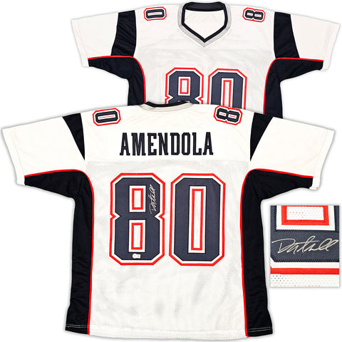 PATRIOTS DANNY AMENDOLA AUTOGRAPHED SIGNED WHITE JERSEY BECKETT WITNESS 221079