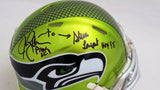 Steve Largent & Jim Zorn Signed Seahawks Flash Green Speed Mini Helmet MCS Holo