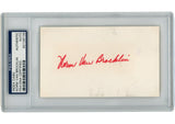 Norm Van Brocklin Autographed Los Angeles Rams Index Card Slabbed PSA 54889