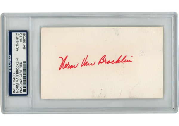 Norm Van Brocklin Autographed Los Angeles Rams Index Card Slabbed PSA 54889