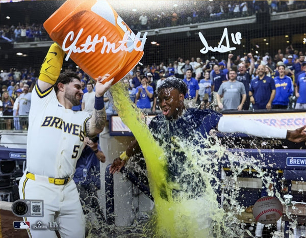 LUIS LARA / GARRETT MITCHELL Dual Signed 8x10 Photo - Milwaukee Brewers MLB -BAS