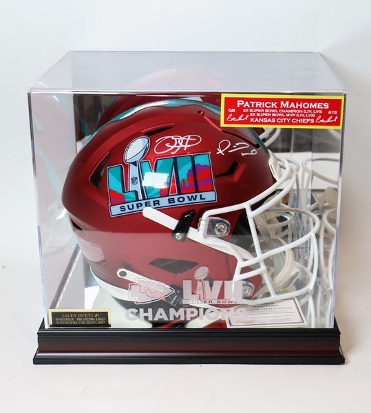 Jalen Hurts and Patrick Mahomes Autographed SB 57 Helmet w/ Case Fanat – Super Sports Center